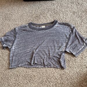 Free People Faded Gray Cropped Tee